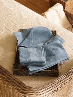 Pure Home + Living - Indigo Blue Sheared Face Towels (Set Of 8)