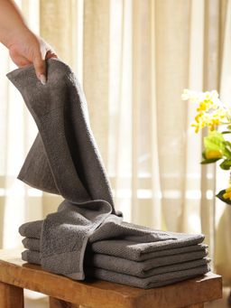 Pure Home + Living - Dark Grey Sheared Hand Towels (Set Of 4)