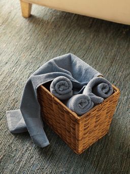 Pure Home + Living - Indigo Blue Sheared Hand Towels (Set Of 4)
