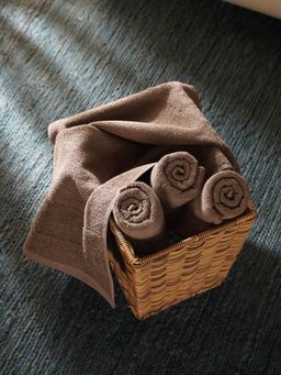 Pure Home + Living - Chocolate Brown Sheared Hand Towels (Set Of 4)