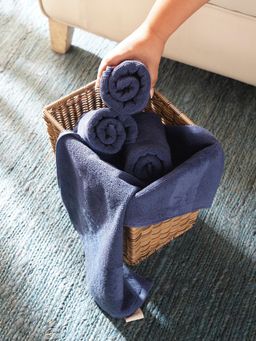 Pure Home + Living - Blue Sheared Hand Towels (Set Of 4)