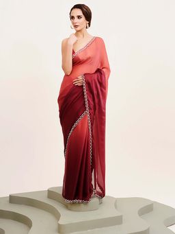 Kalista Fashion - Magenta Ombre Saree with Unstiched Blouse