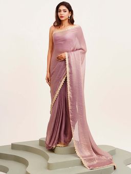 Kalista Fashion - Lavender Embellished Saree with Unstiched Blouse