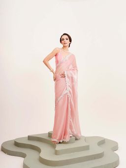 Kalista Fashion - Pink Embellished Saree with Unstiched Blouse