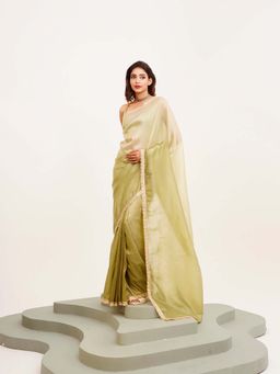 Kalista Fashion - Green Ombre Saree with Unstiched Blouse
