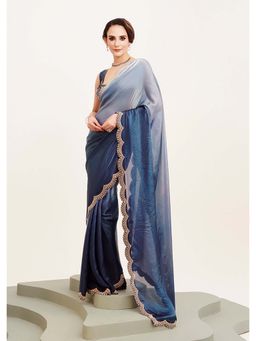 Kalista Fashion - Blue Ombre Saree with Unstiched Blouse