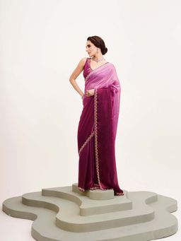 Kalista Fashion - Purple Ombre Saree with Unstiched Blouse