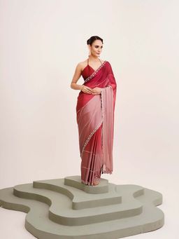 Kalista Fashion - Magenta Ombre Saree with Unstiched Blouse