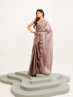 Kalista Fashion - Metallic Embellished Saree with Unstiched Blouse