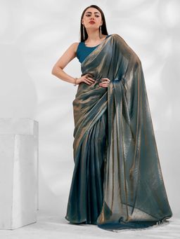 Kalista Fashion - Blue Embellished Saree with Unstiched Blouse