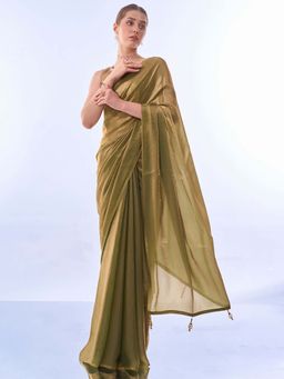 Kalista Fashion - Gold Embellished Saree with Unstiched Blouse
