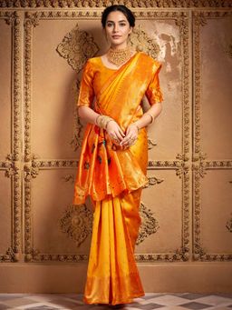 Kalista Fashion - Yellow Woven Saree with Unstiched Blouse