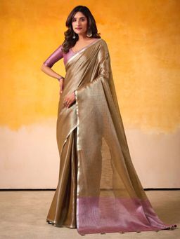 Kalista Fashion - Copper Woven Saree with Unstiched Blouse