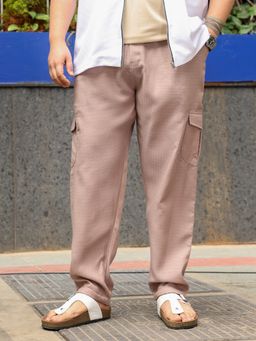 Instafab Plus - Men Sand Beige Utility Relaxed-Chino Trouser