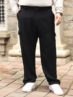 Instafab Plus - Men Onyx Black Cargo Tailored Trouser