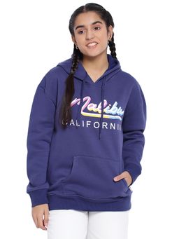 Lil Tomatoes - Girls Printed Cotton Fleece Hoodies Navy