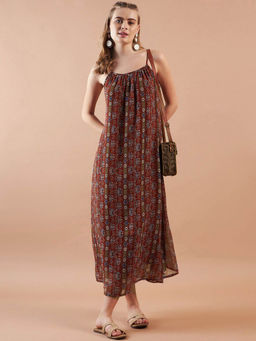 Freehand - Rust Women's A-Line Fit Indie Dress