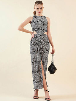 Freehand - Women's White Regular Fit Printed Dress