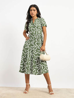 SALT Attire - Green Printed Dress