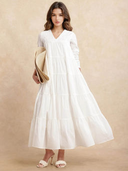 RAREISM - Janear Primary Off White Solid Dress