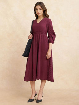 RAREISM - Somiki WineSolid Midi Dress