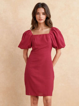 RAREISM - Somkan Primary Red Solid Mini Dress