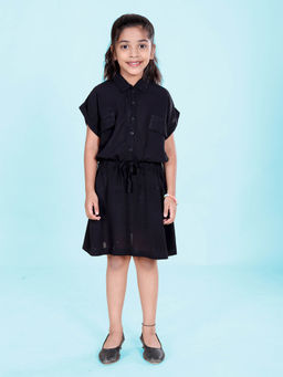 KiddoPanti - Girls Relaxed Fit Crepe Shirt Dress