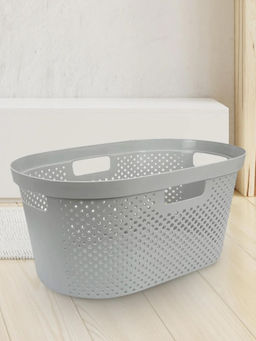 At Home by Nilkamal - Oval 38L Laundry Basket (Grey)