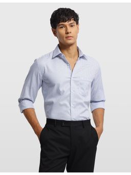 Arrow - Men's Grid Tattersall Checked Auto press Shirt-Blue