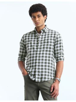 Flying Machine - Men's Tartan Checked Slim Fit Shirt-Green