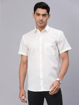 NEUDIS - Men White Half Sleeves Casual Shirt