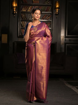 EXCLUSIVA - Purple Soft Woven Banarasi Saree with Unstitched Blouse
