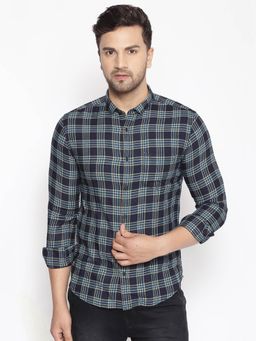 SHOWOFF - Mens Cotton Navy Printed Slim Fit Shirt