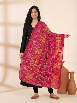 Zamour - Pink Pure Cotton Phulkari Embroideried Dupatta