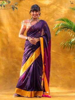 Suta - Blue Embroidered Tassels Saree without Blouse