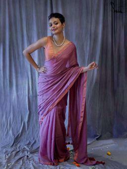 Suta - Purple Woven Tassels Saree without Blouse