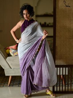 Suta - Purple Woven Bandhani Saree without Blouse