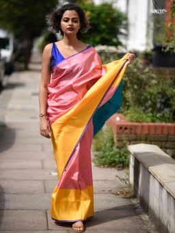 Suta - Pink Woven Zari Saree without Blouse