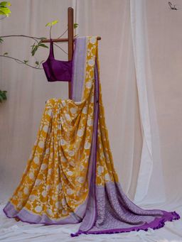 Suta - Yellow Woven Tassels Saree without Blouse