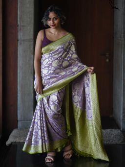 Suta - Lavender Woven Tassels Saree without Blouse