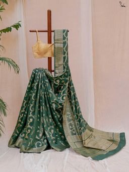 Suta - Green Woven Zari Saree without Blouse