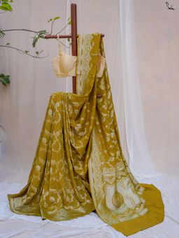 Suta - Mustard Woven Zari Saree without Blouse