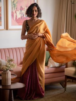 Suta - Mustard Woven Zari Saree without Blouse