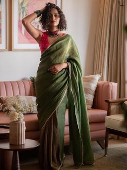 Suta - Green Embellished/Sequined Saree without Blouse