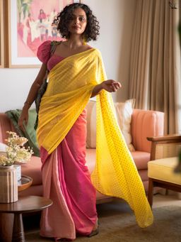 Suta - Pink Woven Zari Saree without Blouse