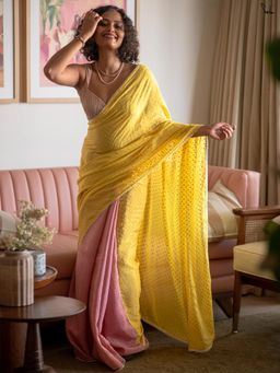 Suta - Pink Woven Zari Saree without Blouse