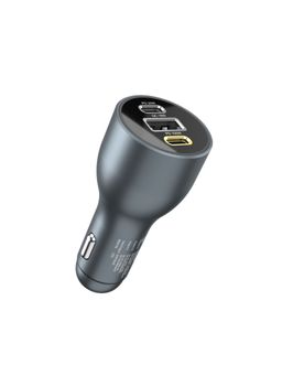 Portronics - Car Power 120 Car Laptop|Mobile Charger 3 Ports 120W Output,Type C Cable Included (Grey)