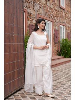 Indian Virasat - Sunshine Ivory Kurta and Farshi Salwar with Dupatta