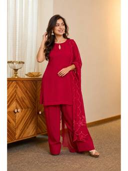 Indian Virasat - Red luxurious Fuchsia Kurta and Farshi Salwar with Dupatta