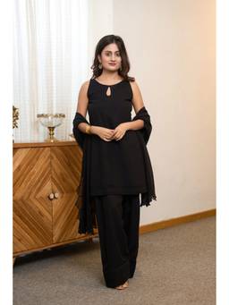 Indian Virasat - Black Noor Kurta and Farshi Salwar with Dupatta